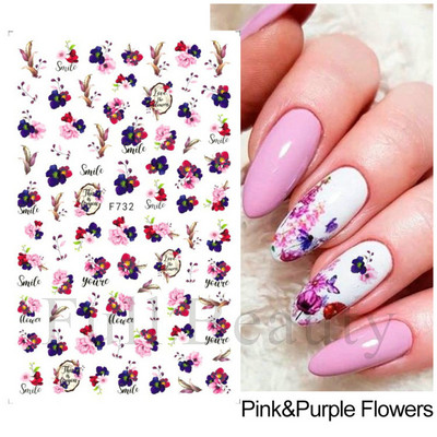 1 TK roosiküüne kleebis Sinine liblikas 3D lilled liugur Pulmad küünekunsti kaunistused fooliumist maniküüri tarvikud LAF858