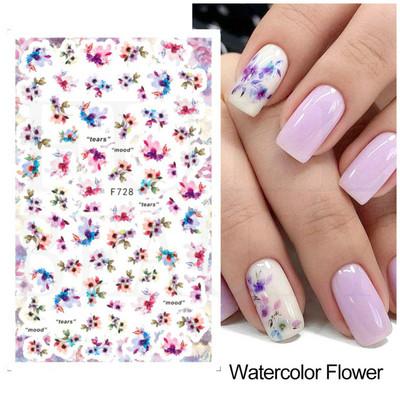 1 TK roosiküüne kleebis Sinine liblikas 3D lilled liugur Pulmad küünekunsti kaunistused fooliumist maniküüri tarvikud LAF858