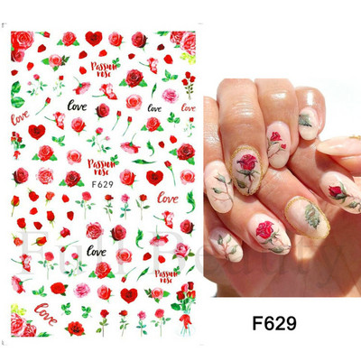 1 TK roosiküüne kleebis Sinine liblikas 3D lilled liugur Pulmad küünekunsti kaunistused fooliumist maniküüri tarvikud LAF858