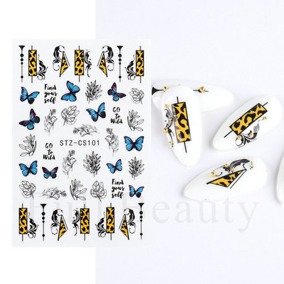 1 TK roosiküüne kleebis Sinine liblikas 3D lilled liugur Pulmad küünekunsti kaunistused fooliumist maniküüri tarvikud LAF858