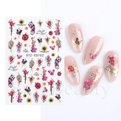 1 TK roosiküüne kleebis Sinine liblikas 3D lilled liugur Pulmad küünekunsti kaunistused fooliumist maniküüri tarvikud LAF858