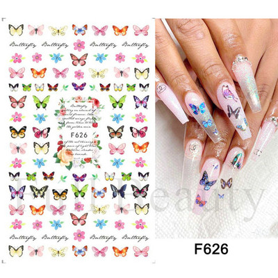 1 TK roosiküüne kleebis Sinine liblikas 3D lilled liugur Pulmad küünekunsti kaunistused fooliumist maniküüri tarvikud LAF858