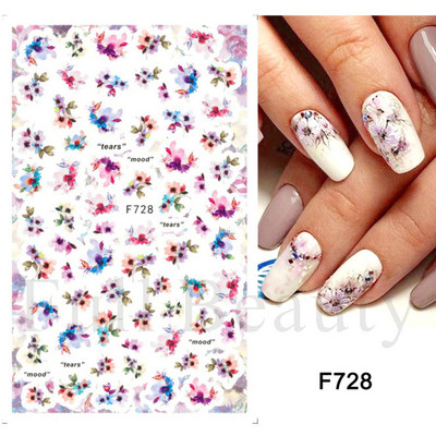 1 TK roosiküüne kleebis Sinine liblikas 3D lilled liugur Pulmad küünekunsti kaunistused fooliumist maniküüri tarvikud LAF858