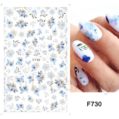 1 TK roosiküüne kleebis Sinine liblikas 3D lilled liugur Pulmad küünekunsti kaunistused fooliumist maniküüri tarvikud LAF858