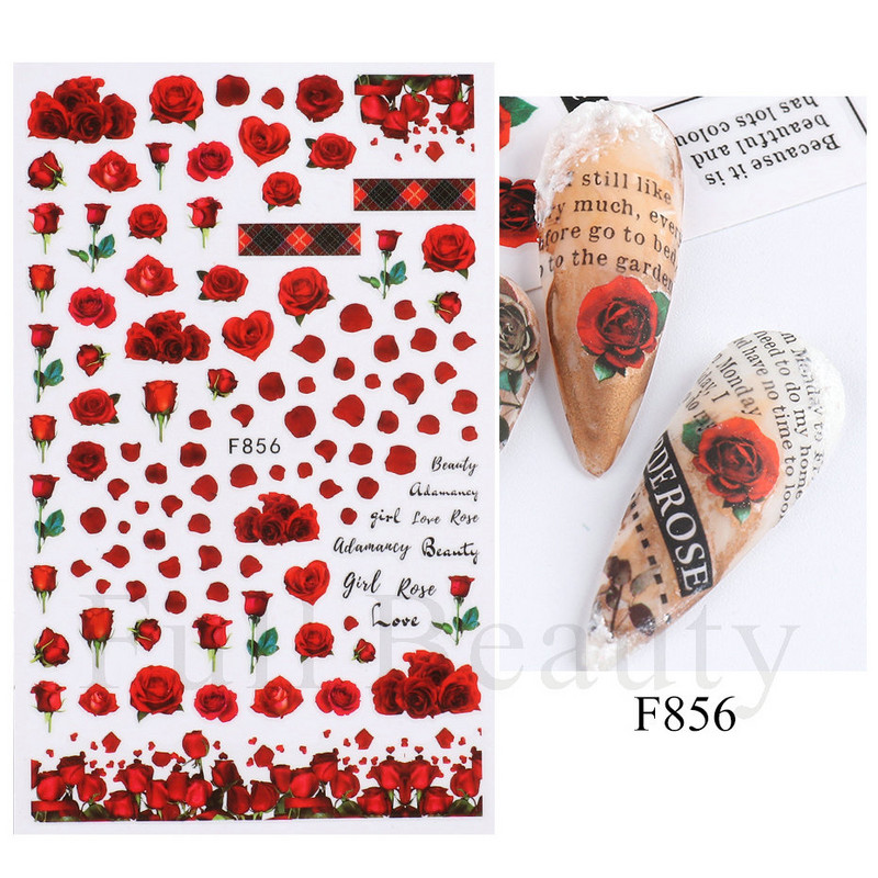 1 TK roosiküüne kleebis Sinine liblikas 3D lilled liugur Pulmad küünekunsti kaunistused fooliumist maniküüri tarvikud LAF858