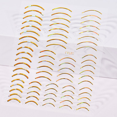 Küünte kleebised küünekunsti jaoks, kuldjoonelised küünekleebised 3D metallik laserjoon Kuld/hõbedane kleeplindiga küünte kleebised