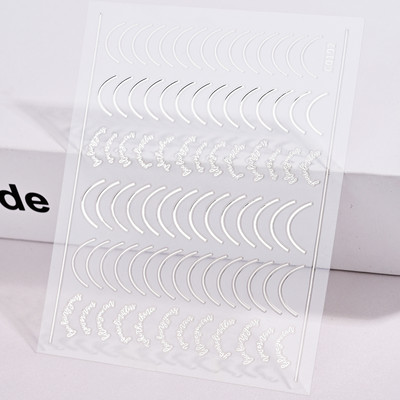 Küünte kleebised küünekunsti jaoks, kuldjoonelised küünekleebised 3D metallik laserjoon Kuld/hõbedane kleeplindiga küünte kleebised