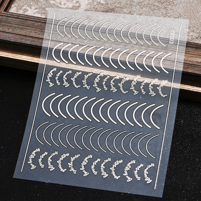 Küünte kleebised küünekunsti jaoks, kuldjoonelised küünekleebised 3D metallik laserjoon Kuld/hõbedane kleeplindiga küünte kleebised