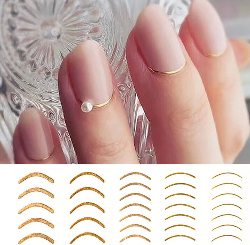 Küünte kleebised küünekunsti jaoks, kuldjoonelised küünekleebised 3D metallik laserjoon Kuld/hõbedane kleeplindiga küünte kleebised