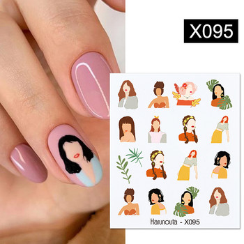 1 ΤΕΜ. Cool Girls Nail Water Decals Πολύχρωμα φύλλα λουλουδιών Sliders μεταφοράς νερού Αυτοκόλλητα νυχιών για νύχια DIY Μανικιούρ νυχιών