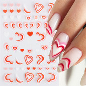 3D-südame küünekleebised Neoonribad teip geomeetriline joon liugurid küünte kaunistamise trend 2022 laine keerised maniküüri kleebis GLYB030