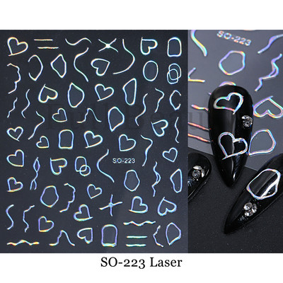 3D-südame küünekleebised Neoonribad teip geomeetriline joon liugurid küünte kaunistamise trend 2022 laine keerised maniküüri kleebis GLYB030