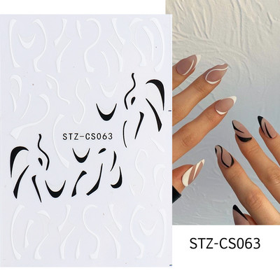 3D-südame küünekleebised Neoonribad teip geomeetriline joon liugurid küünte kaunistamise trend 2022 laine keerised maniküüri kleebis GLYB030