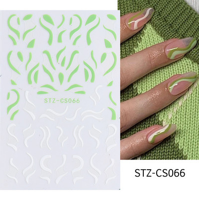 3D-südame küünekleebised Neoonribad teip geomeetriline joon liugurid küünte kaunistamise trend 2022 laine keerised maniküüri kleebis GLYB030