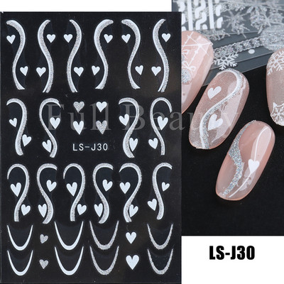 3D-südame küünekleebised Neoonribad teip geomeetriline joon liugurid küünte kaunistamise trend 2022 laine keerised maniküüri kleebis GLYB030