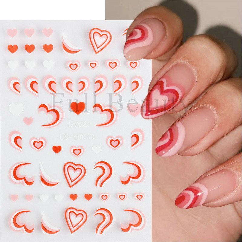 3D-südame küünekleebised Neoonribad teip geomeetriline joon liugurid küünte kaunistamise trend 2022 laine keerised maniküüri kleebis GLYB030