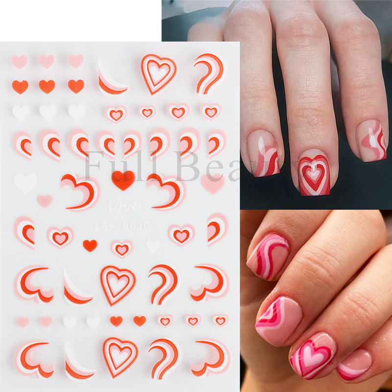 3D-südame küünekleebised Neoonribad teip geomeetriline joon liugurid küünte kaunistamise trend 2022 laine keerised maniküüri kleebis GLYB030