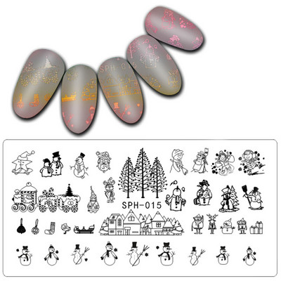 1 db 12*6 cm-es karácsonyi téglalap körömbélyegzősablon körömdíszítő bélyegzőlemez ünnepi mintás tányér