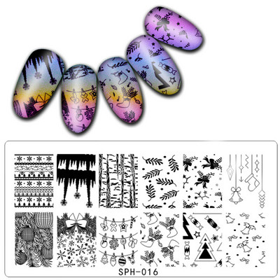 1 db 12*6 cm-es karácsonyi téglalap körömbélyegzősablon körömdíszítő bélyegzőlemez ünnepi mintás tányér