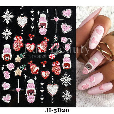 5D Zeko Naljepnice za nokte Vrpce slatke jagode Reljefni klizači za nokte Slatki crtani zečevi Naljepnice Manikura GLJI-5D16