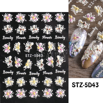 5D Zeko Naljepnice za nokte Vrpce slatke jagode Reljefni klizači za nokte Slatki crtani zečevi Naljepnice Manikura GLJI-5D16