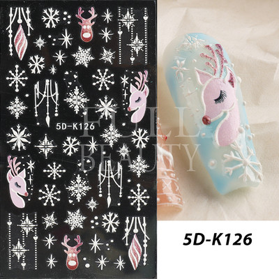 5D Zeko Naljepnice za nokte Vrpce slatke jagode Reljefni klizači za nokte Slatki crtani zečevi Naljepnice Manikura GLJI-5D16