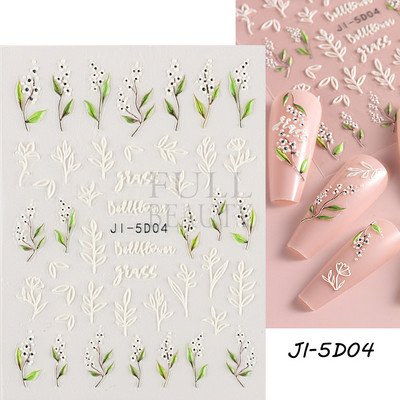 5D Zeko Naljepnice za nokte Vrpce slatke jagode Reljefni klizači za nokte Slatki crtani zečevi Naljepnice Manikura GLJI-5D16