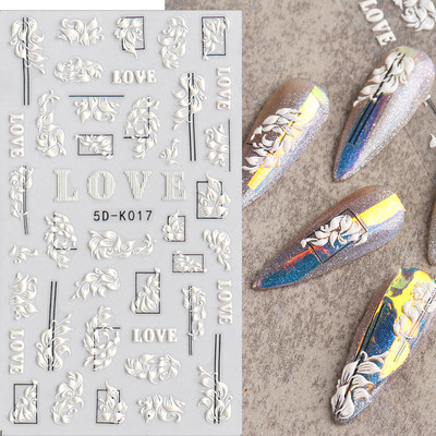5D Zeko Naljepnice za nokte Vrpce slatke jagode Reljefni klizači za nokte Slatki crtani zečevi Naljepnice Manikura GLJI-5D16