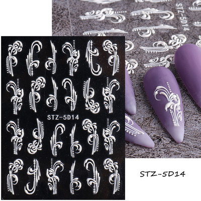 5D Zeko Naljepnice za nokte Vrpce slatke jagode Reljefni klizači za nokte Slatki crtani zečevi Naljepnice Manikura GLJI-5D16