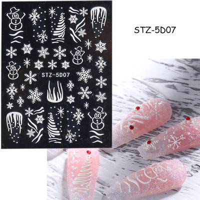 5D Zeko Naljepnice za nokte Vrpce slatke jagode Reljefni klizači za nokte Slatki crtani zečevi Naljepnice Manikura GLJI-5D16