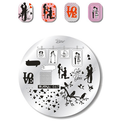 Okrugle šumske pločice za utiskivanje noktiju Cvijet Životinja Leptir Simbol Građevinski dizajn Nail Art Pečat Predložak za utiskivanje Ploča sa slikom