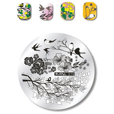 Okrugle šumske pločice za utiskivanje noktiju Cvijet Životinja Leptir Simbol Građevinski dizajn Nail Art Pečat Predložak za utiskivanje Ploča sa slikom