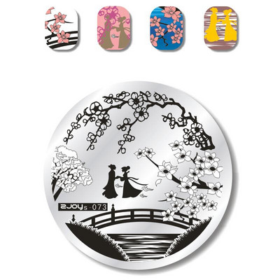 Okrugle šumske pločice za utiskivanje noktiju Cvijet Životinja Leptir Simbol Građevinski dizajn Nail Art Pečat Predložak za utiskivanje Ploča sa slikom