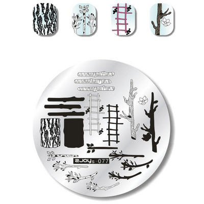 Okrugle šumske pločice za utiskivanje noktiju Cvijet Životinja Leptir Simbol Građevinski dizajn Nail Art Pečat Predložak za utiskivanje Ploča sa slikom