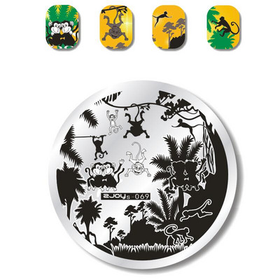 Okrugle šumske pločice za utiskivanje noktiju Cvijet Životinja Leptir Simbol Građevinski dizajn Nail Art Pečat Predložak za utiskivanje Ploča sa slikom