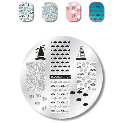 Okrugle šumske pločice za utiskivanje noktiju Cvijet Životinja Leptir Simbol Građevinski dizajn Nail Art Pečat Predložak za utiskivanje Ploča sa slikom