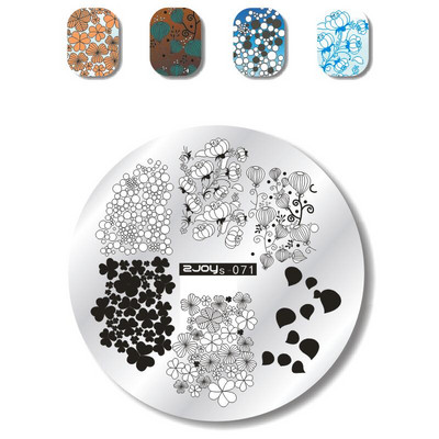 Okrugle šumske pločice za utiskivanje noktiju Cvijet Životinja Leptir Simbol Građevinski dizajn Nail Art Pečat Predložak za utiskivanje Ploča sa slikom