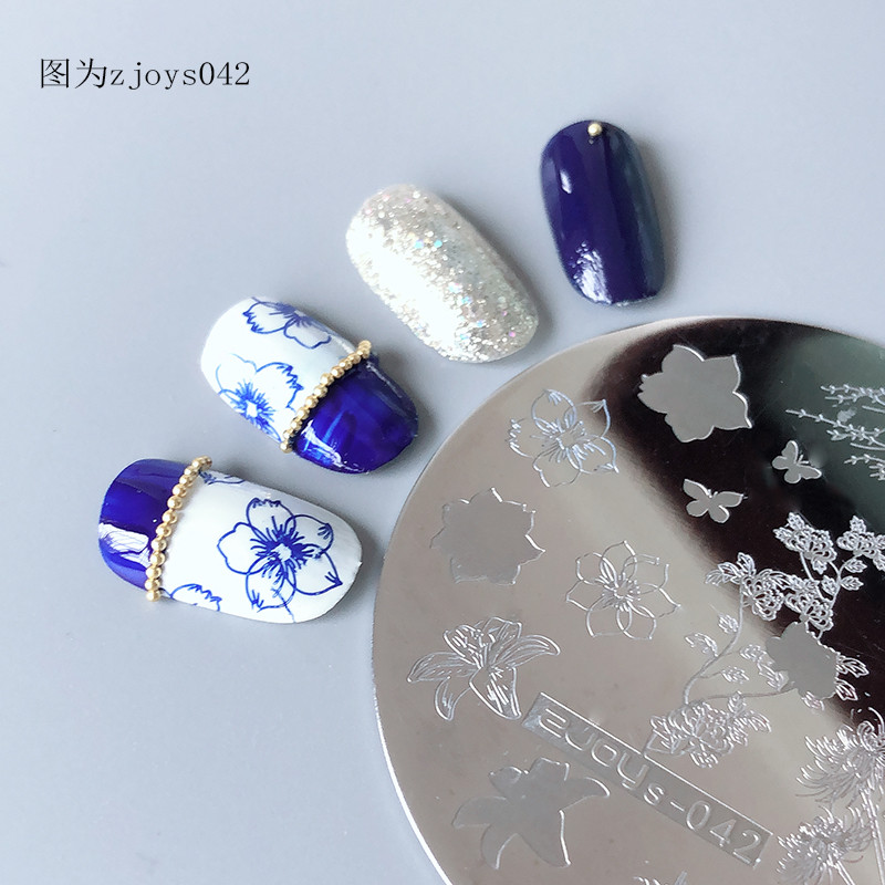 Božićna okrugla pločica za utiskivanje noktiju s pahuljicama od 5,6 cm, zimska tema, šablona za pečate za nokte, predložak za pločice, pribor za ukrašavanje noktiju, alat Zjo