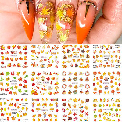 12db őszi arany levelek körömmatricák csúszkák manikűrhöz Maple Leaf Nail Art vízmatricák transzferfólia őszi dekorációhoz