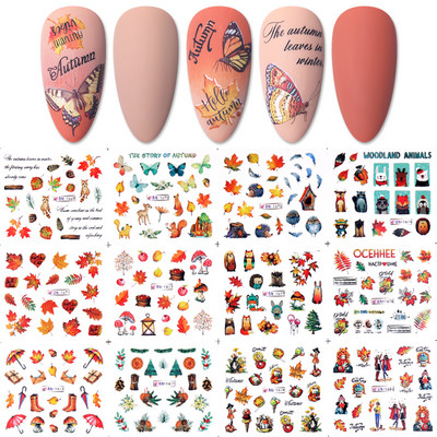 12db őszi arany levelek körömmatricák csúszkák manikűrhöz Maple Leaf Nail Art vízmatricák transzferfólia őszi dekorációhoz