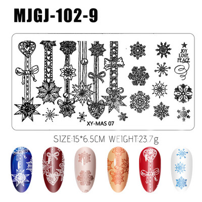 Ziemassvētku zīmogplāksne sniegpārsla Ziemassvētku vecīša raksts nagu zīmogošanas veidne Ziemassvētku eglītes attēla plāksne Ziemassvētku nagu trafareti