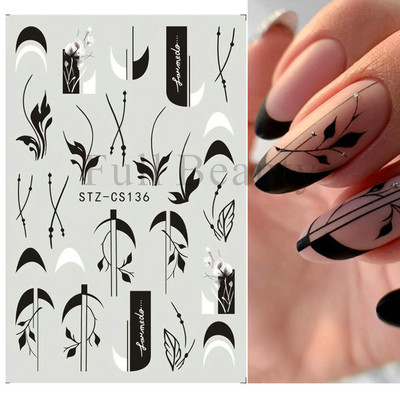 1 τεμ. 3D αυτοκόλλητο νυχιών Αισθητικό μαύρο φίδι, κακά μάτια, γοτθική διακόσμηση κρανίου με μάγισσα, νυχιών πεταλούδα ρυθμιστικό για μανικιούρ GLF792