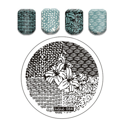 Γαλλικό λουλουδάτο στένσιλ Πρότυπο ρίγες στάμπας πλάκες γκράφιτι μοτίβο καρτούν Πλάκες με εικόνα καρτούν Εργαλεία μανικιούρ νυχιών