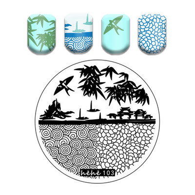 Γαλλικό λουλουδάτο στένσιλ Πρότυπο ρίγες στάμπας πλάκες γκράφιτι μοτίβο καρτούν Πλάκες με εικόνα καρτούν Εργαλεία μανικιούρ νυχιών