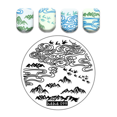 Γαλλικό λουλουδάτο στένσιλ Πρότυπο ρίγες στάμπας πλάκες γκράφιτι μοτίβο καρτούν Πλάκες με εικόνα καρτούν Εργαλεία μανικιούρ νυχιών