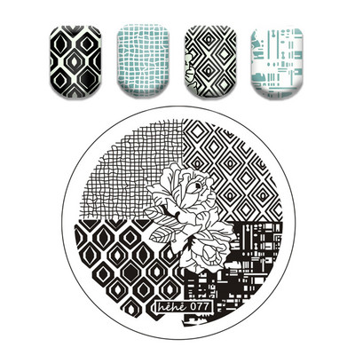 Γαλλικό λουλουδάτο στένσιλ Πρότυπο ρίγες στάμπας πλάκες γκράφιτι μοτίβο καρτούν Πλάκες με εικόνα καρτούν Εργαλεία μανικιούρ νυχιών