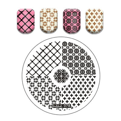 Γαλλικό λουλουδάτο στένσιλ Πρότυπο ρίγες στάμπας πλάκες γκράφιτι μοτίβο καρτούν Πλάκες με εικόνα καρτούν Εργαλεία μανικιούρ νυχιών