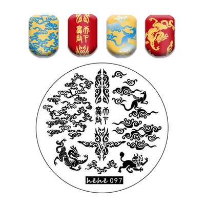 Γαλλικό λουλουδάτο στένσιλ Πρότυπο ρίγες στάμπας πλάκες γκράφιτι μοτίβο καρτούν Πλάκες με εικόνα καρτούν Εργαλεία μανικιούρ νυχιών