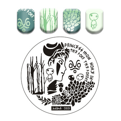 Γαλλικό λουλουδάτο στένσιλ Πρότυπο ρίγες στάμπας πλάκες γκράφιτι μοτίβο καρτούν Πλάκες με εικόνα καρτούν Εργαλεία μανικιούρ νυχιών