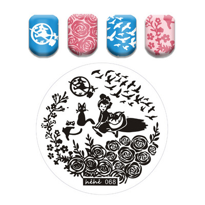 Γαλλικό λουλουδάτο στένσιλ Πρότυπο ρίγες στάμπας πλάκες γκράφιτι μοτίβο καρτούν Πλάκες με εικόνα καρτούν Εργαλεία μανικιούρ νυχιών